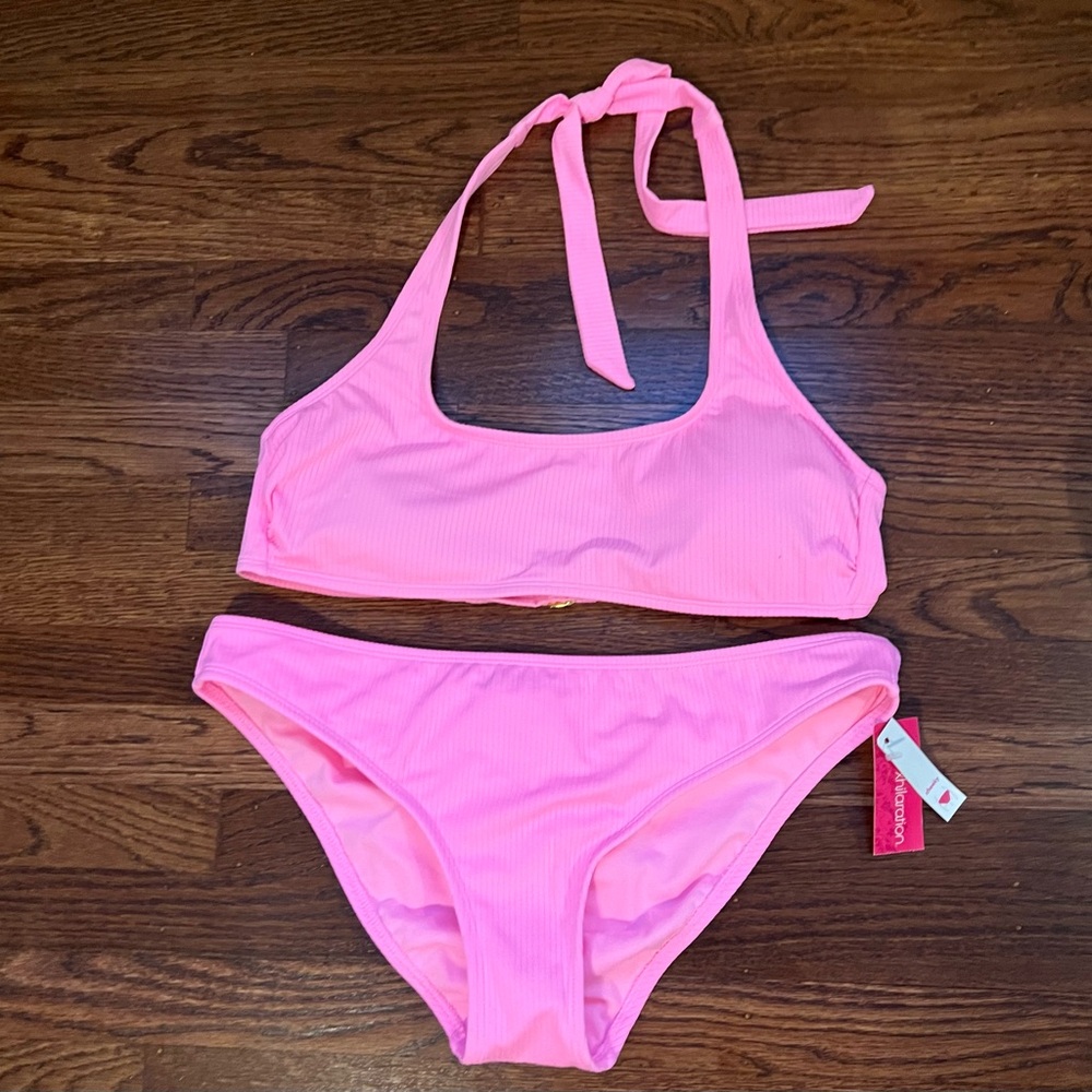 Xhilaration Ribbed Pink Bikini Size XL New with tags